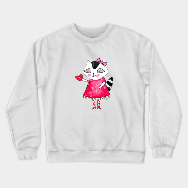 Valentine Raccoon Crewneck Sweatshirt by Lady Lucas